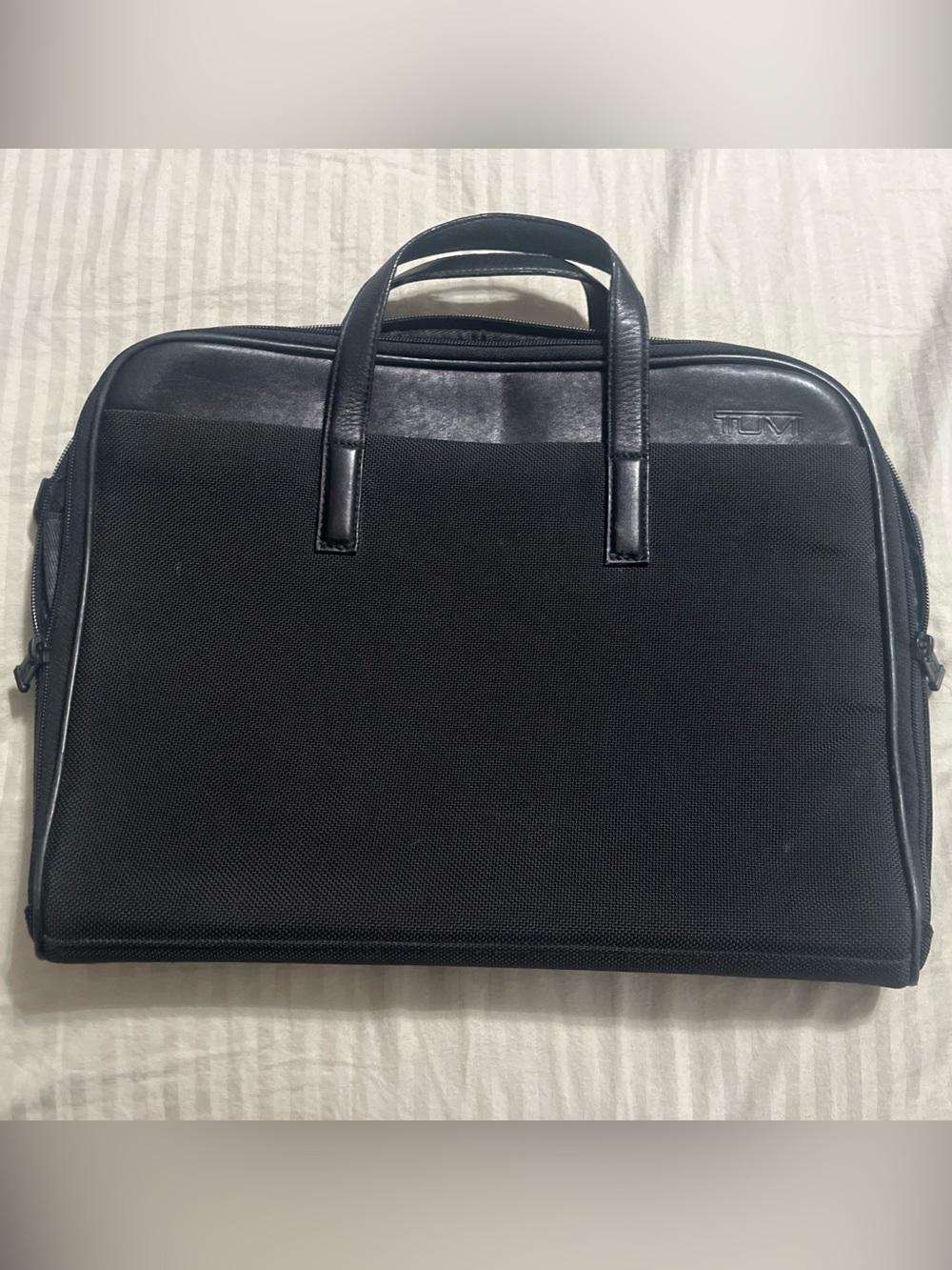 Tumi Black Nylon Laptop Briefcase with Leather Trim